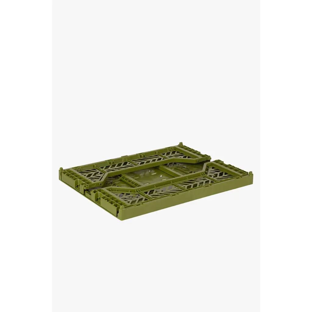 Foldable Storage Bins, Plastic Crate for Storage, Collapsible Crate, Utility Stackable Box Medium Olive - Luna Crates