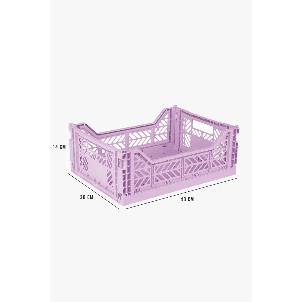 Foldable Storage Bins, Plastic Crate for Storage, Collapsible Crate, Utility Stackable Box Medium Orchid - Luna Crates