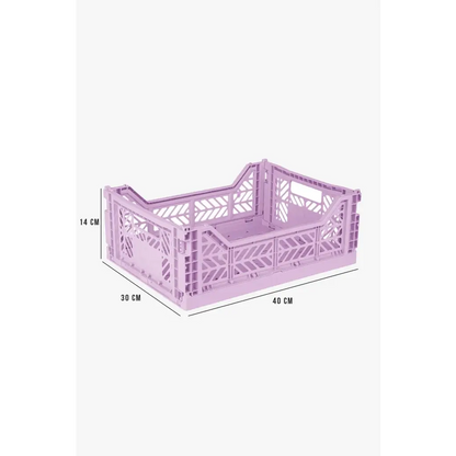 Foldable Storage Bins, Plastic Crate for Storage, Collapsible Crate, Utility Stackable Box Medium Orchid - Luna Crates