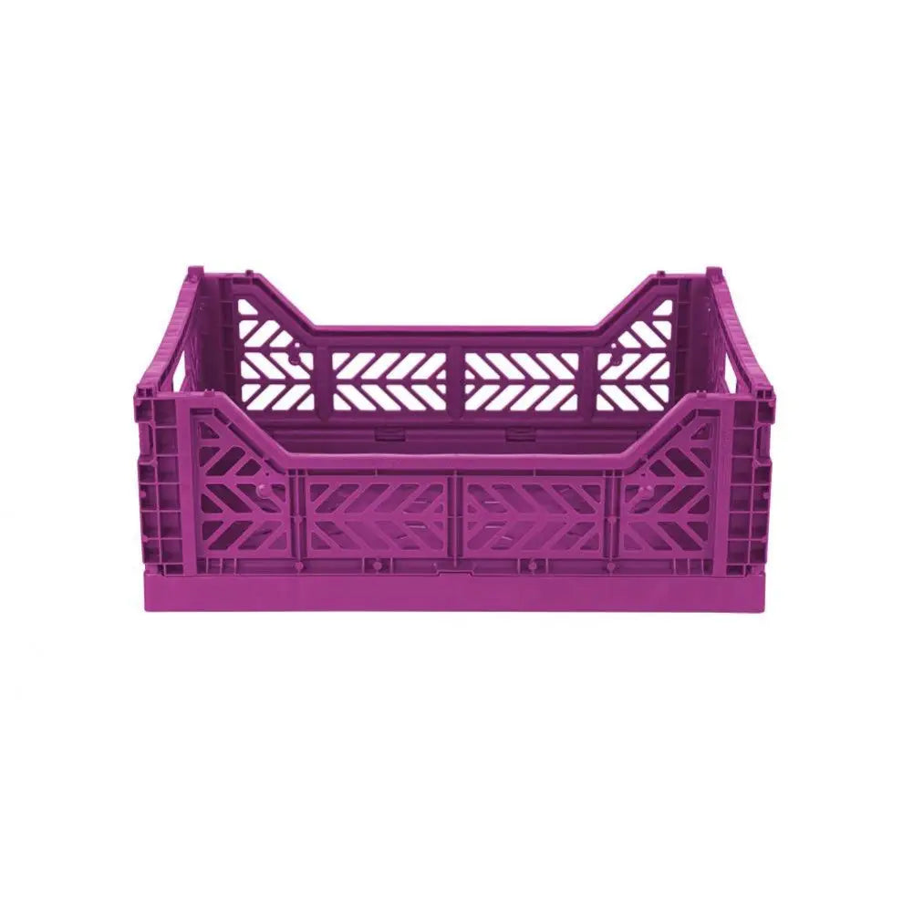 Foldable Storage Bins, Plastic Crate for Storage, Collapsible Crate, Utility Stackable Box Medium Purple - Luna Crates