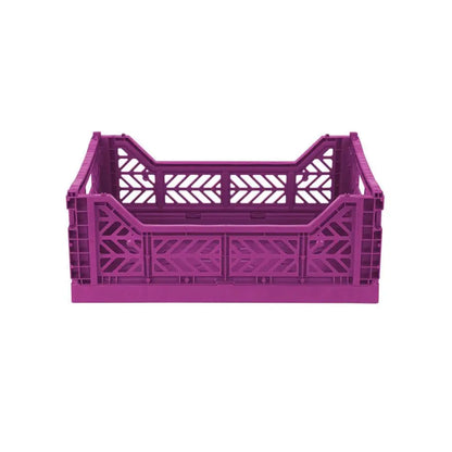 Foldable Storage Bins, Plastic Crate for Storage, Collapsible Crate, Utility Stackable Box Medium Purple - Luna Crates