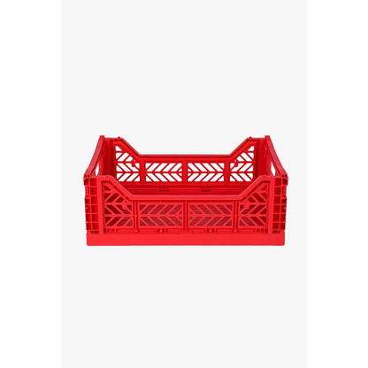 Foldable Storage Bins, Plastic Crate for Storage, Collapsible Crate, Utility Stackable Box Medium Red - Luna Crates