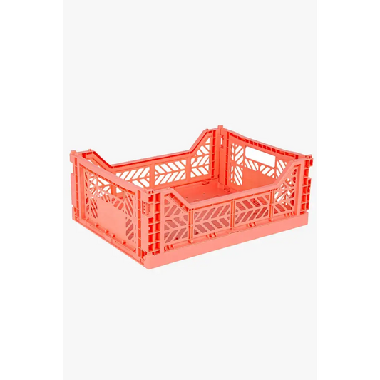 Foldable Storage Bins, Plastic Crate for Storage, Collapsible Crate, Utility Stackable Box Medium Salmon Pink - Luna Crates