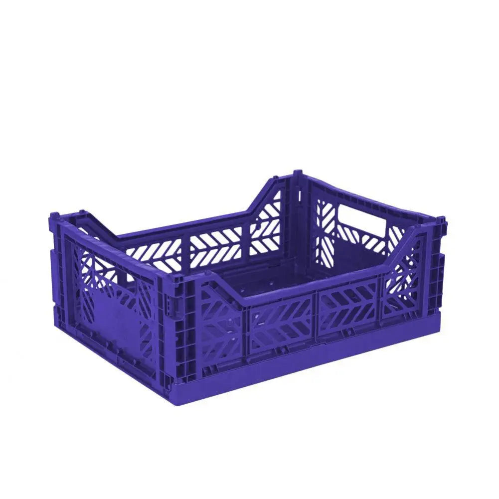 Foldable Storage Bins, Plastic Crate for Storage, Collapsible Crate, Utility Stackable Box Medium Sax Blue - Luna Crates