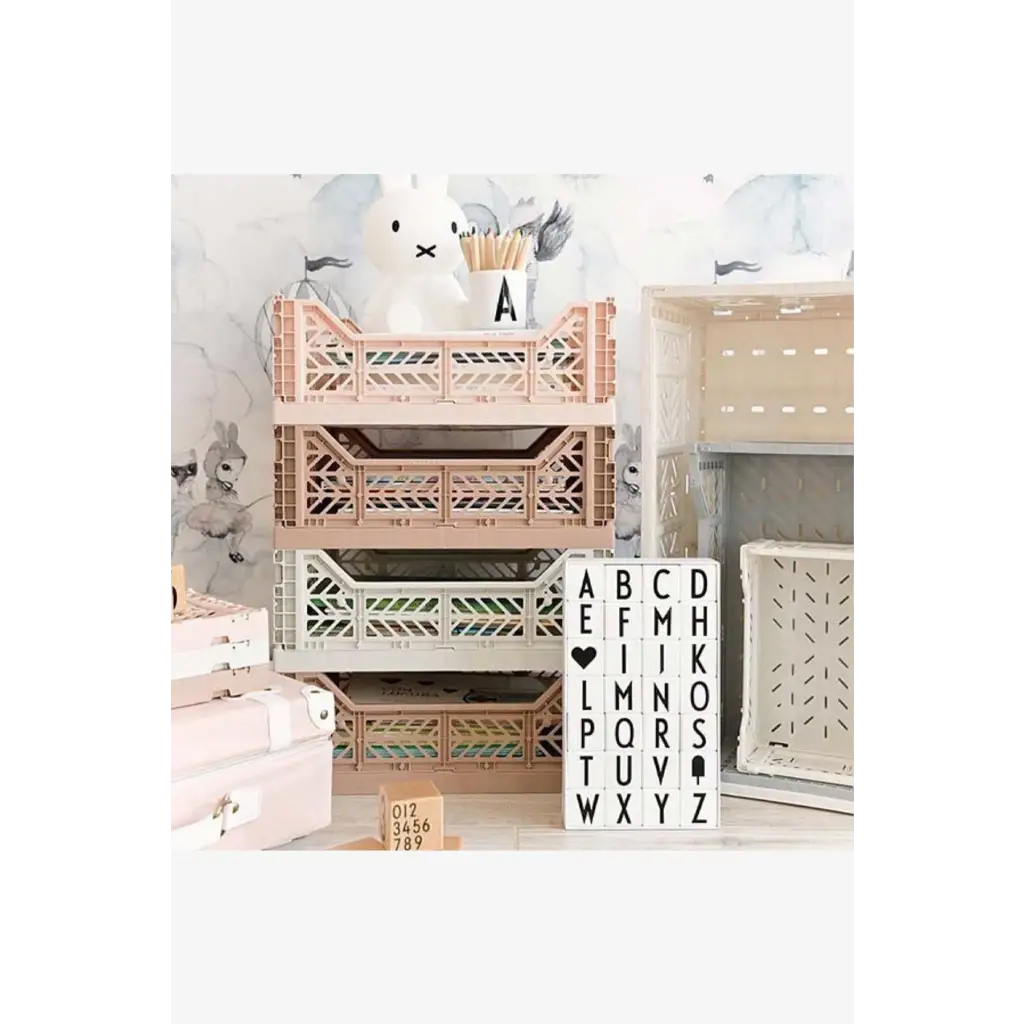 Foldable Storage Bins, Plastic Crate for Storage, Collapsible Crate, Utility Stackable Box Medium Tan - Luna Crates