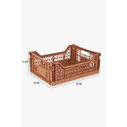 Foldable Storage Bins, Plastic Crate for Storage, Collapsible Crate, Utility Stackable Box Medium Tan - Luna Crates
