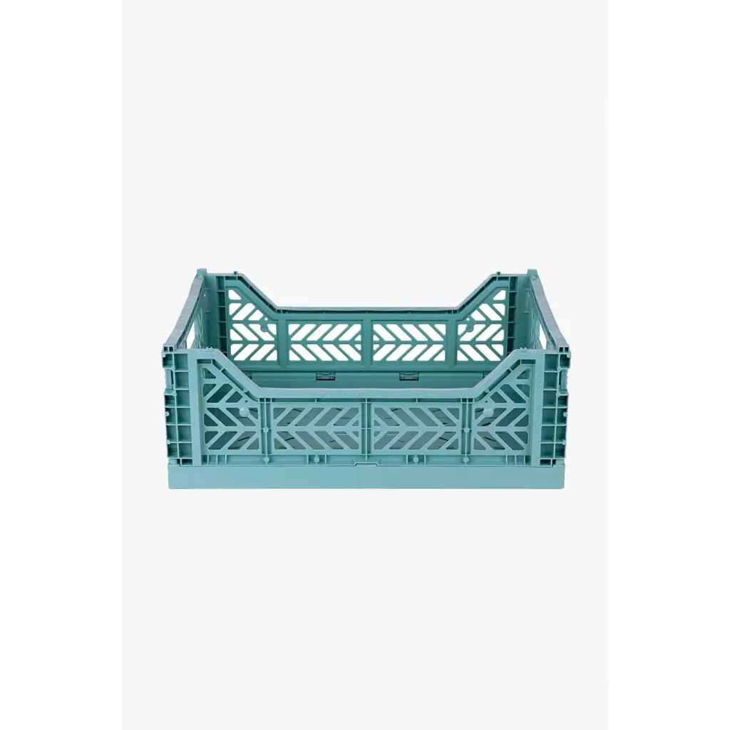 Foldable Storage Bins, Plastic Crate for Storage, Collapsible Crate, Utility Stackable Box Medium Teal - Luna Crates