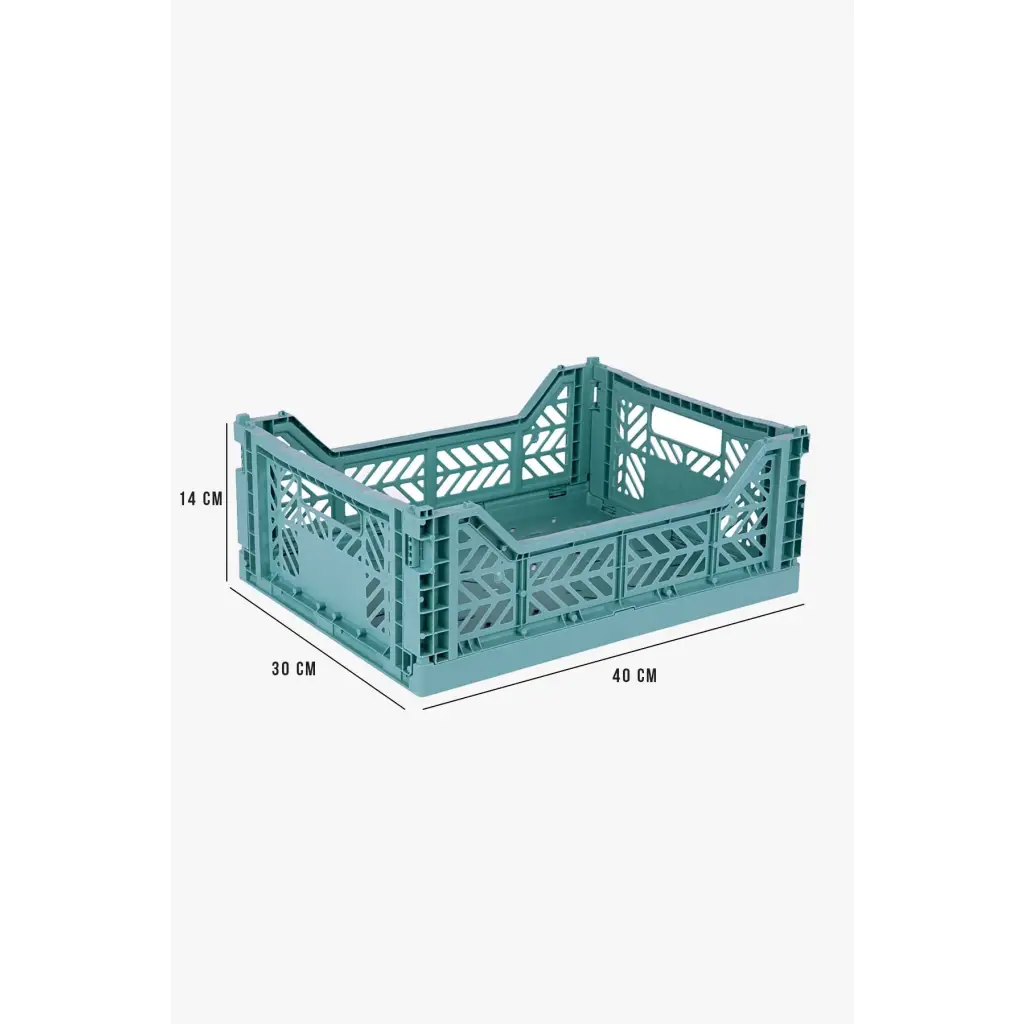 Foldable Storage Bins, Plastic Crate for Storage, Collapsible Crate, Utility Stackable Box Medium Teal - Luna Crates