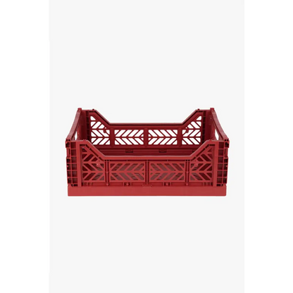 Foldable Storage Bins, Plastic Crate for Storage, Collapsible Crate, Utility Stackable Box Medium Tile Red - Luna Crates