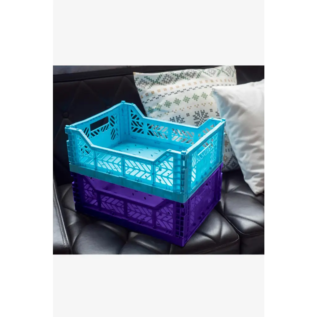 Foldable Storage Bins, Plastic Crate for Storage, Collapsible Crate, Utility Stackable Box Medium Violet - Luna Crates