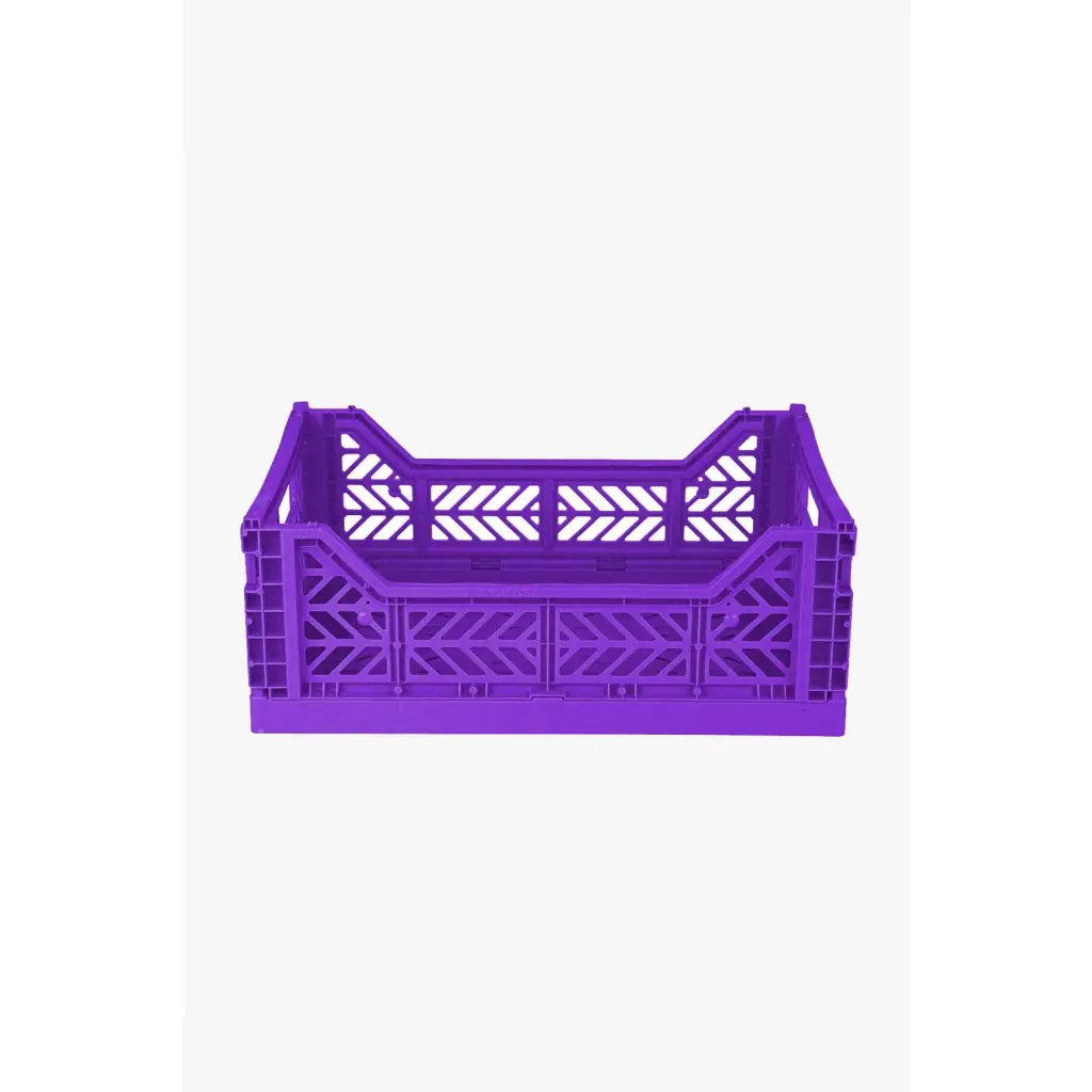 Foldable Storage Bins, Plastic Crate for Storage, Collapsible Crate, Utility Stackable Box Medium Violet - Luna Crates