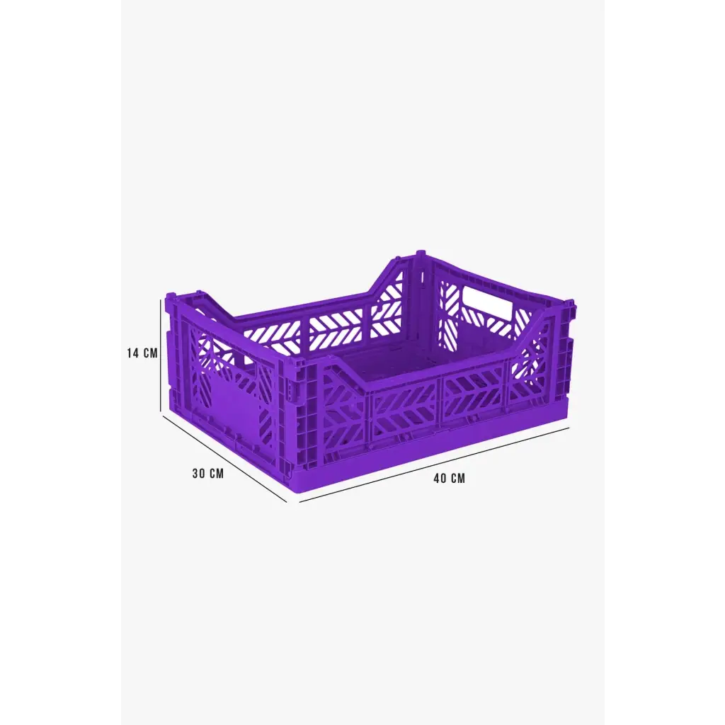 Foldable Storage Bins, Plastic Crate for Storage, Collapsible Crate, Utility Stackable Box Medium Violet - Luna Crates