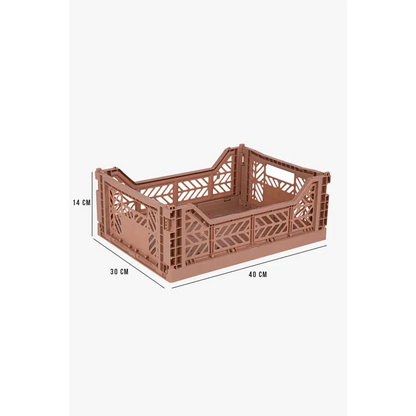 Foldable Storage Bins, Plastic Crate for Storage, Collapsible Crate, Utility Stackable Box Medium Warm Taupe - Luna Crates