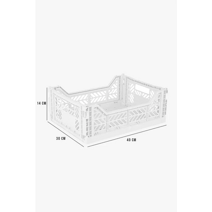 Foldable Storage Bins, Plastic Crate for Storage, Collapsible Crate, Utility Stackable Box Medium White - Luna Crates