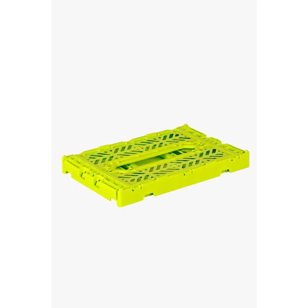 Foldable Storage Bins, Plastic Crate for Storage, Collapsible Crate, Utility Stackable Box Small Acid Yellow - Luna Crates