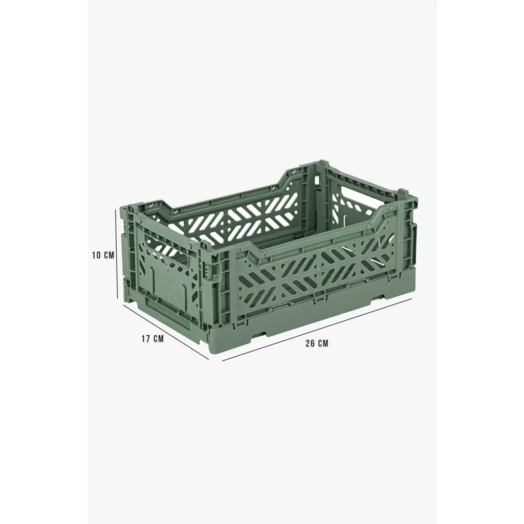 Foldable Storage Bins, Plastic Crate for Storage, Collapsible Crate, Utility Stackable Box Small Almond Green - Luna Crates