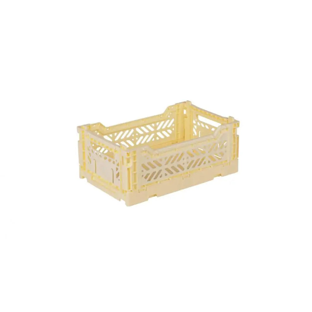 Foldable Storage Bins, Plastic Crate for Storage, Collapsible Crate, Utility Stackable Box Small Banana - Luna Crates