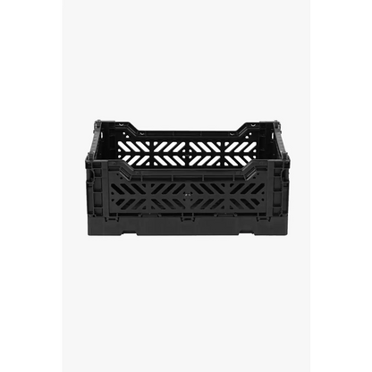 Foldable Storage Bins,Plastic Crate for Storage,Collapsible Crate,Utility Stackable Box Small Black - Luna Crates