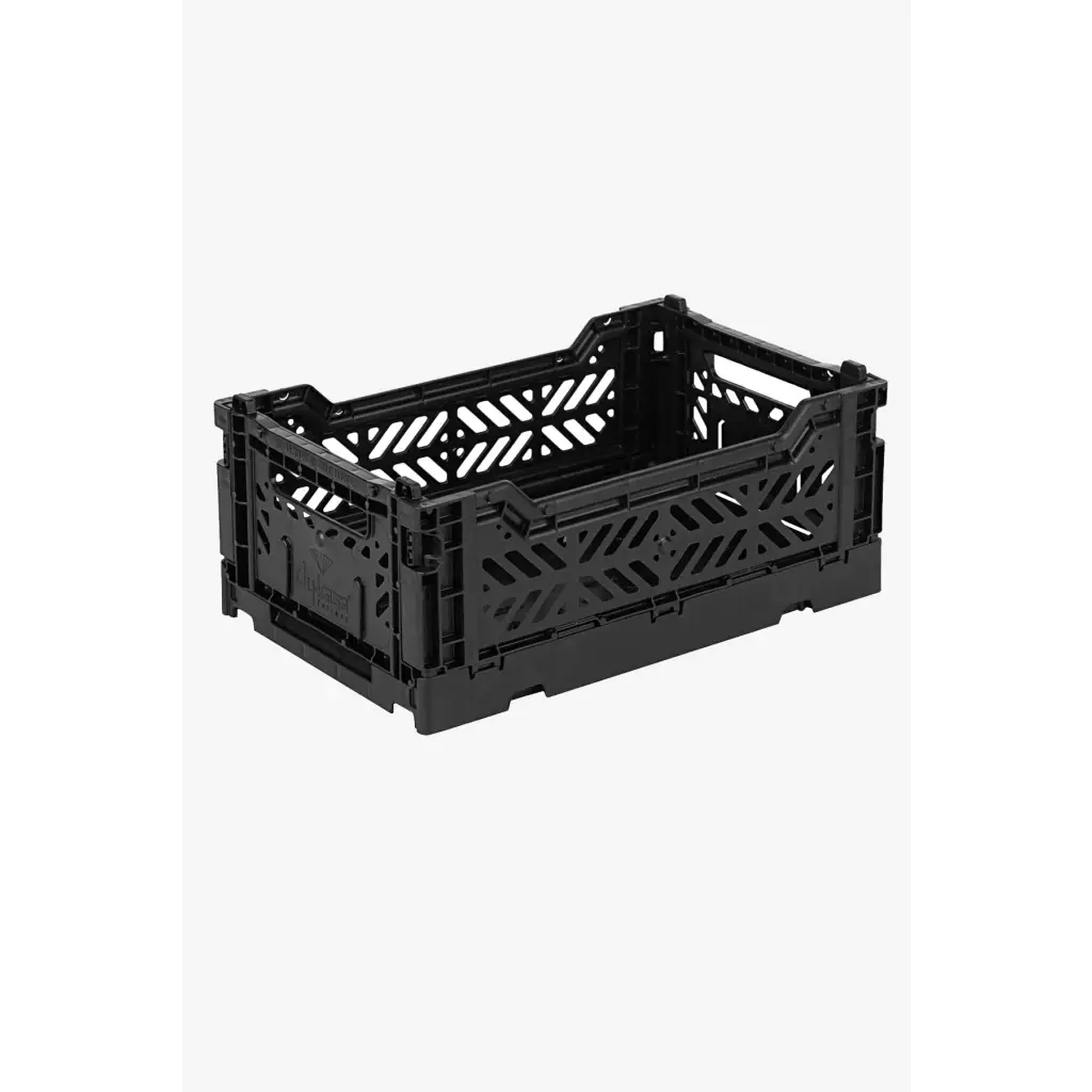 Foldable Storage Bins,Plastic Crate for Storage,Collapsible Crate,Utility Stackable Box Small Black - Luna Crates