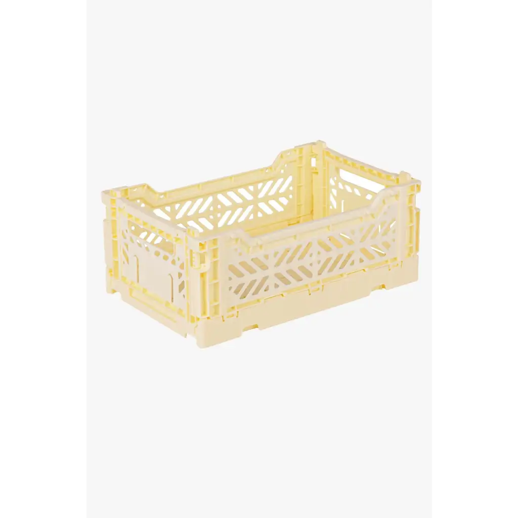 Foldable Storage Bins, Plastic Crate for Storage, Collapsible Crate, Utility Stackable Box Small Cream - Luna Crates