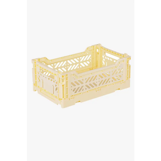Foldable Storage Bins, Plastic Crate for Storage, Collapsible Crate, Utility Stackable Box Small Cream - Luna Crates