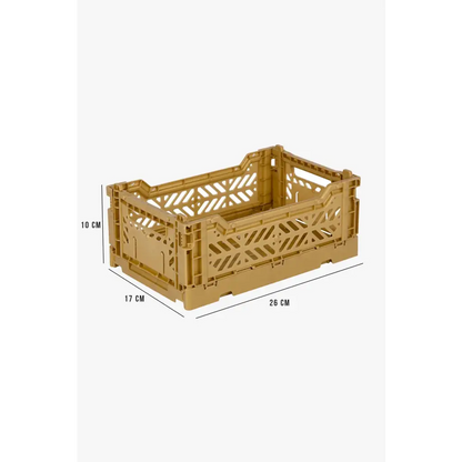 Foldable Storage Bins,Plastic Crate for Storage,Collapsible Crate, Utility Stackable Box Small Gold - Luna Crates