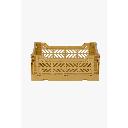 Foldable Storage Bins,Plastic Crate for Storage,Collapsible Crate, Utility Stackable Box Small Gold - Luna Crates