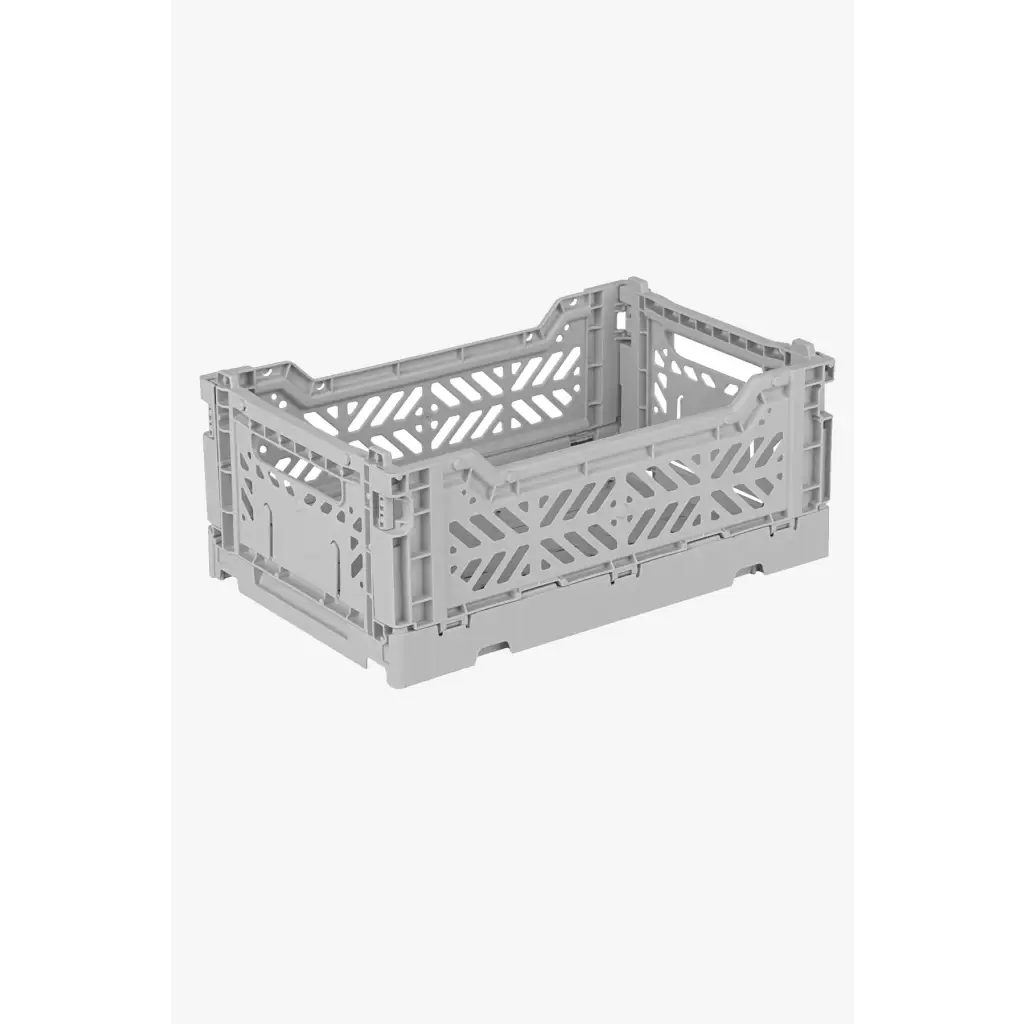 Foldable Storage Bins, Plastic Crate for Storage, Collapsible Crate, Utility Stackable Box Small Gray - Luna Crates