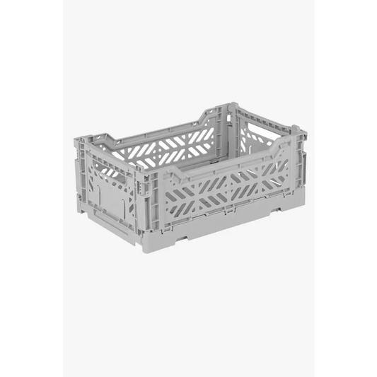 Foldable Storage Bins, Plastic Crate for Storage, Collapsible Crate, Utility Stackable Box Small Gray - Luna Crates