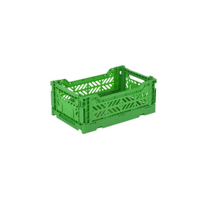 Foldable Storage Bins, Plastic Crate for Storage, Collapsible Crate, Utility Stackable Box Small Green - Luna Crates