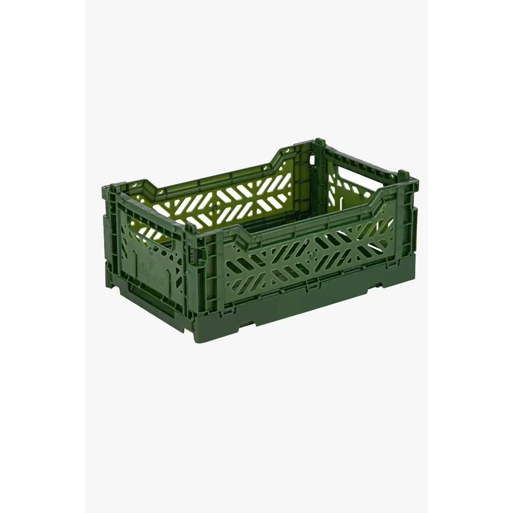 Foldable Storage Bins, Plastic Crate for Storage, Collapsible Crate, Utility Stackable Box Small Khaki - Luna Crates