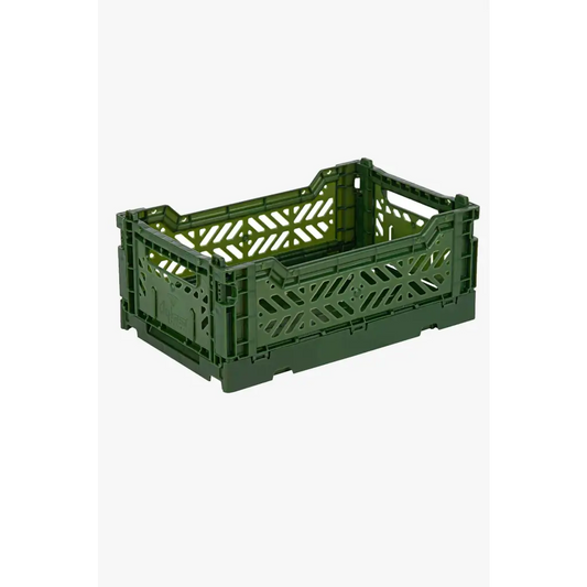 Foldable Storage Bins, Plastic Crate for Storage, Collapsible Crate, Utility Stackable Box Small Khaki - Luna Crates