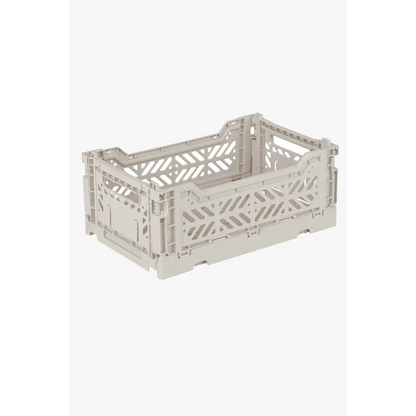 Foldable Storage Bins, Plastic Crate for Storage, Collapsible Crate, Utility Stackable Box Small Light Gray - Luna Crates