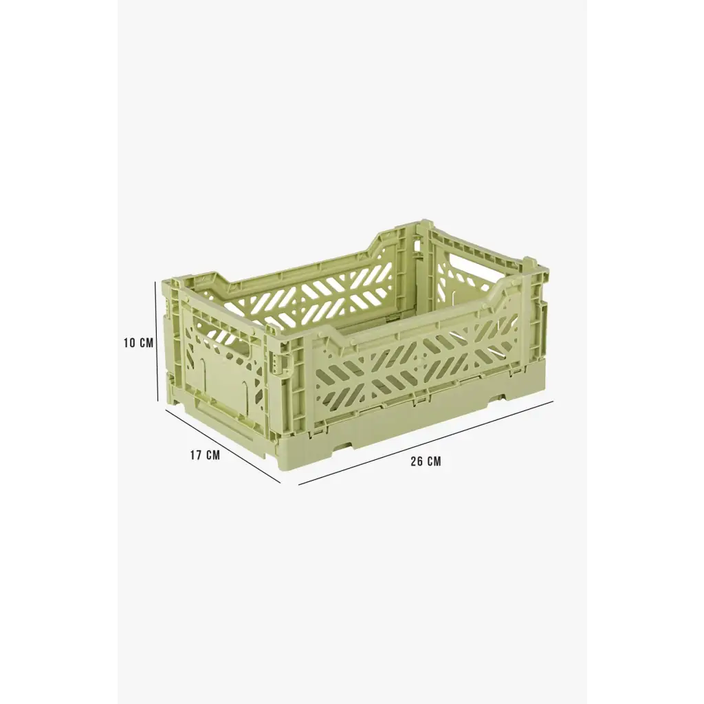 Foldable Storage Bins, Plastic Crate for Storage, Collapsible Crate, Utility Stackable Box Small Lime Cream - Luna Crates