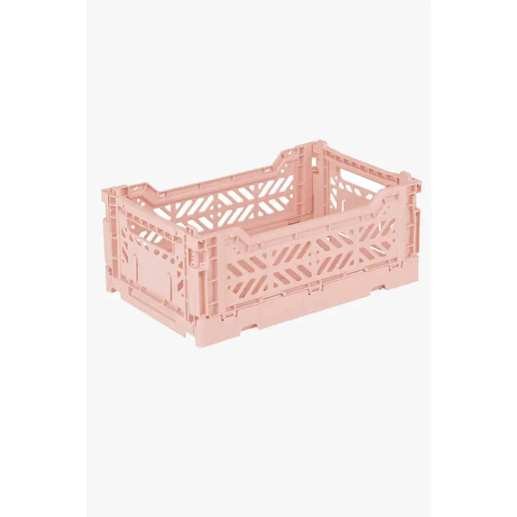 Foldable Storage Bins, Plastic Crate for Storage, Collapsible Crate, Utility Stackable Box Small Milk Tea - Luna Crates