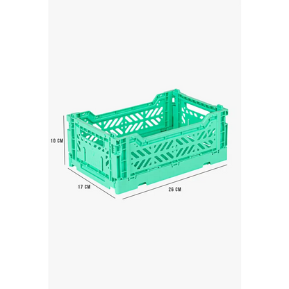 Foldable Storage Bins, Plastic Crate for Storage, Collapsible Crate, Utility Stackable Box Small Mint - Luna Crates