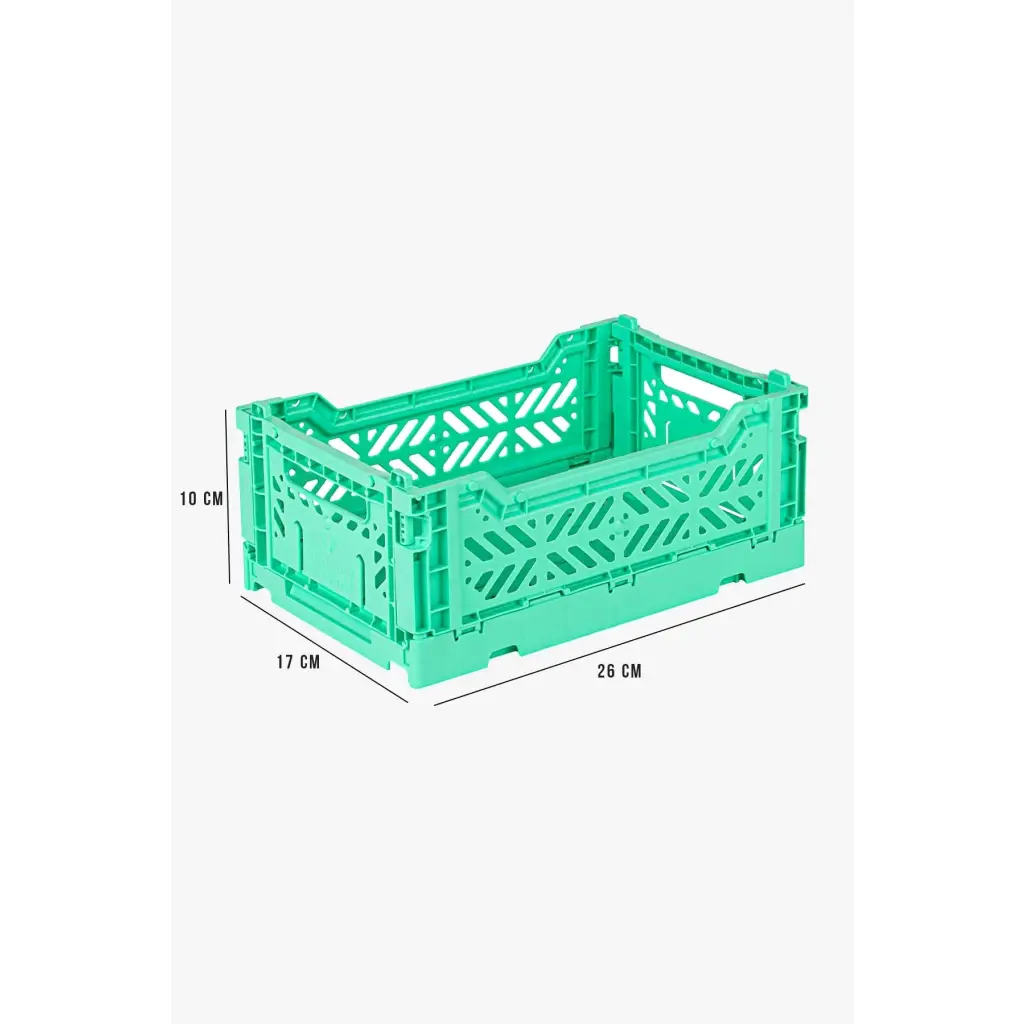 Foldable Storage Bins, Plastic Crate for Storage, Collapsible Crate, Utility Stackable Box Small Mint - Luna Crates