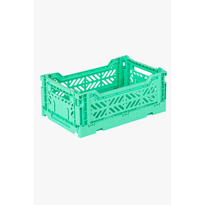 Foldable Storage Bins, Plastic Crate for Storage, Collapsible Crate, Utility Stackable Box Small Mint - Luna Crates