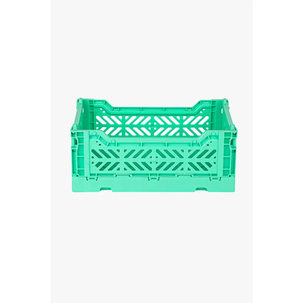 Foldable Storage Bins, Plastic Crate for Storage, Collapsible Crate, Utility Stackable Box Small Mint - Luna Crates