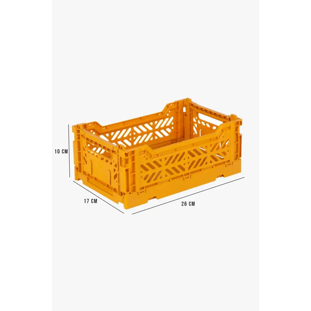 Foldable Storage Bins, Plastic Crate for Storage, Collapsible Crate, Utility Stackable Box Small Mustard - Luna Crates