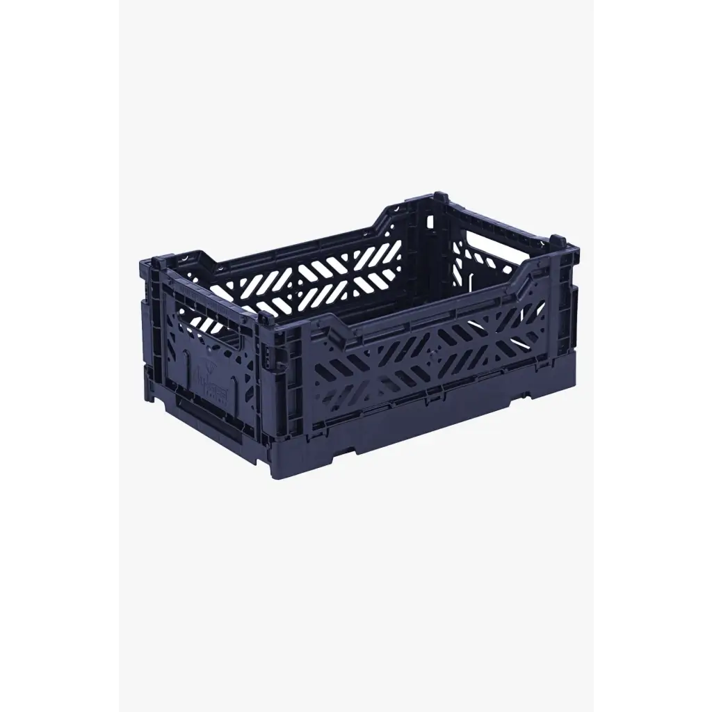 Foldable Storage Bins, Plastic Crate for Storage, Collapsible Crate, Utility Stackable Box Small Navy - Luna Crates