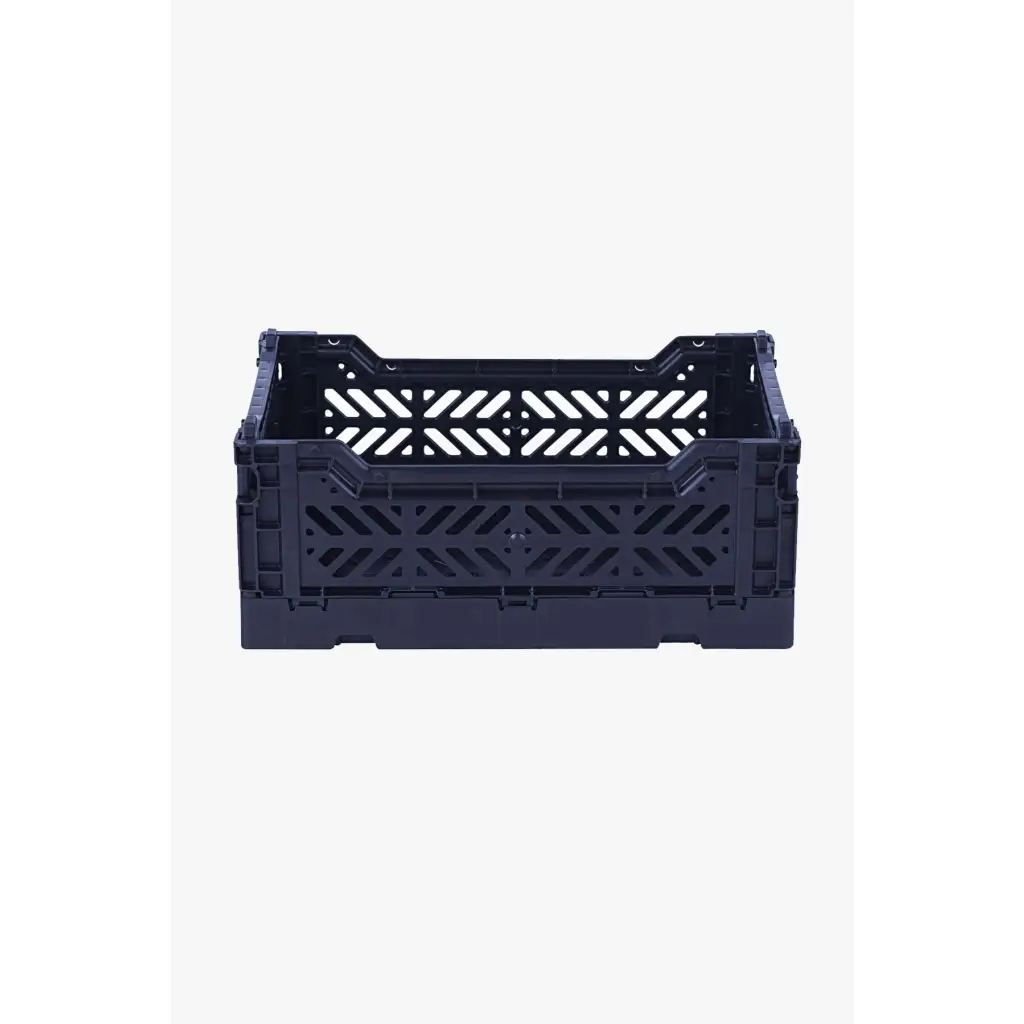 Foldable Storage Bins, Plastic Crate for Storage, Collapsible Crate, Utility Stackable Box Small Navy - Luna Crates