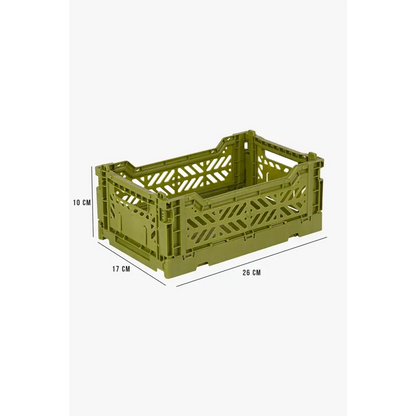 Foldable Storage Bins, Plastic Crate for Storage, Collapsible Crate, Utility Stackable Box Small Olive - Luna Crates