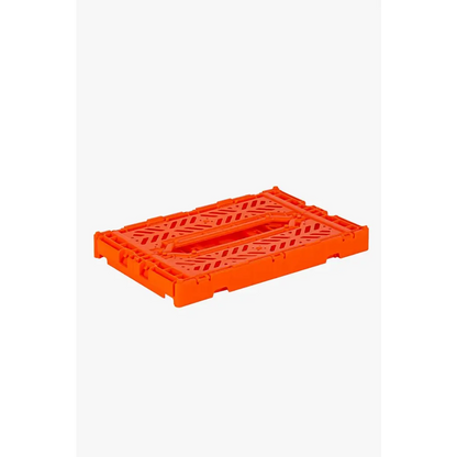 Foldable Storage Bins, Plastic Crate for Storage, Collapsible Crate, Utility Stackable Box Small Orange - Luna Crates