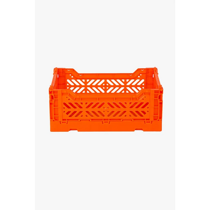 Foldable Storage Bins, Plastic Crate for Storage, Collapsible Crate, Utility Stackable Box Small Orange - Luna Crates