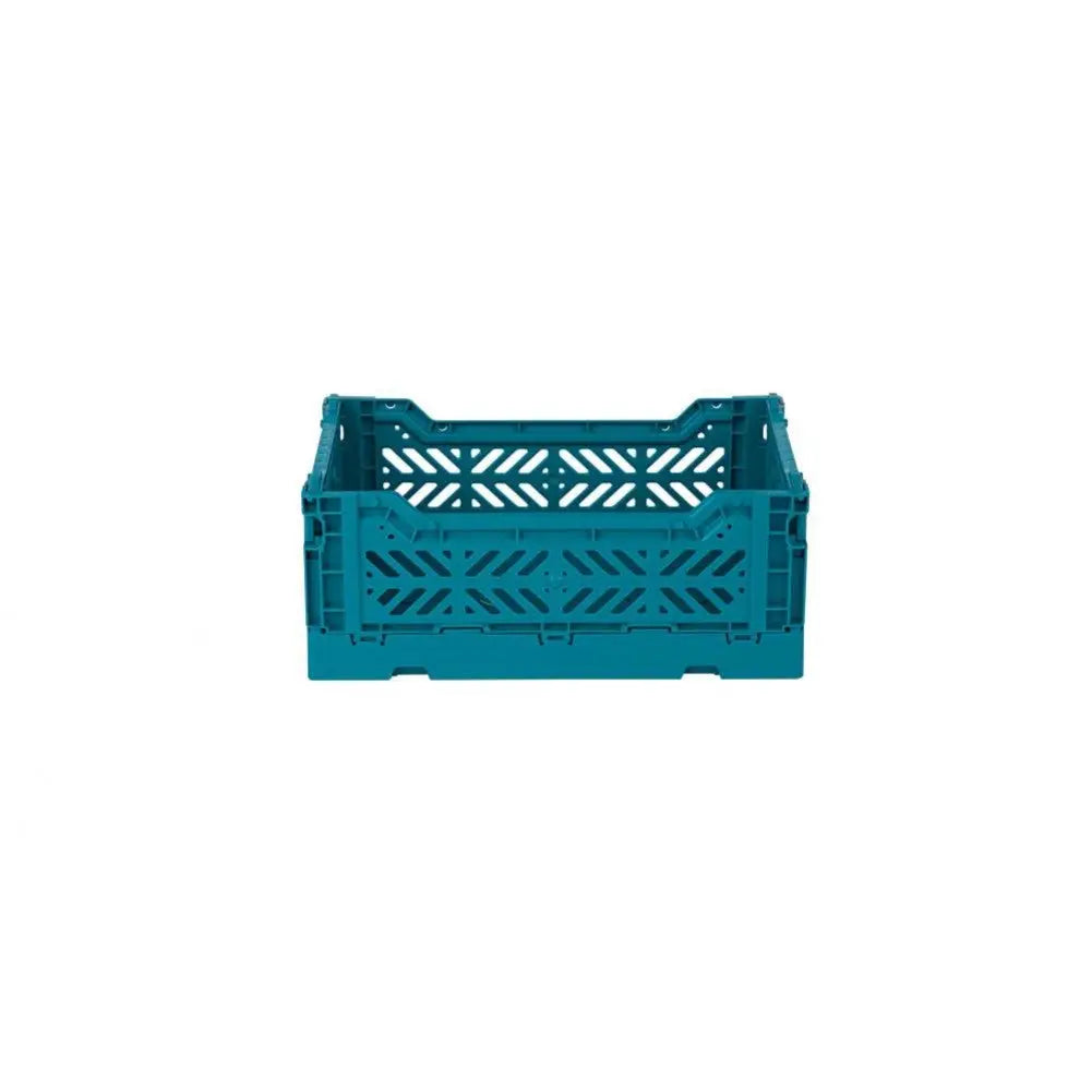 Foldable Storage Bins, Plastic Crate for Storage, Collapsible Crate, Utility Stackable Box Small Peacock Green - Luna Crates