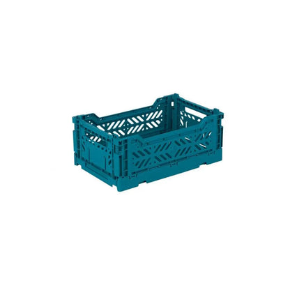 Foldable Storage Bins, Plastic Crate for Storage, Collapsible Crate, Utility Stackable Box Small Peacock Green - Luna Crates