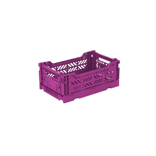 Foldable Storage Bins, Plastic Crate for Storage, Collapsible Crate, Utility Stackable Box Small Purple - Luna Crates