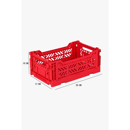 Foldable Storage Bins, Plastic Crate for Storage, Collapsible Crate, Utility Stackable Box Small Red - Luna Crates