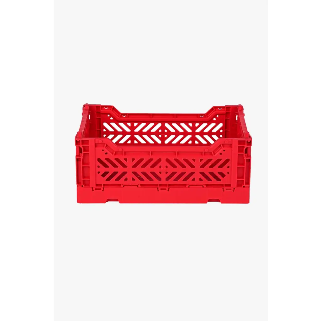 Foldable Storage Bins, Plastic Crate for Storage, Collapsible Crate, Utility Stackable Box Small Red - Luna Crates